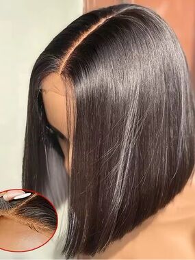 Bob Cut Wig Human Hair 10 inch 5x5 Glueless Pre plucked Pre Bleach Ready to wear
